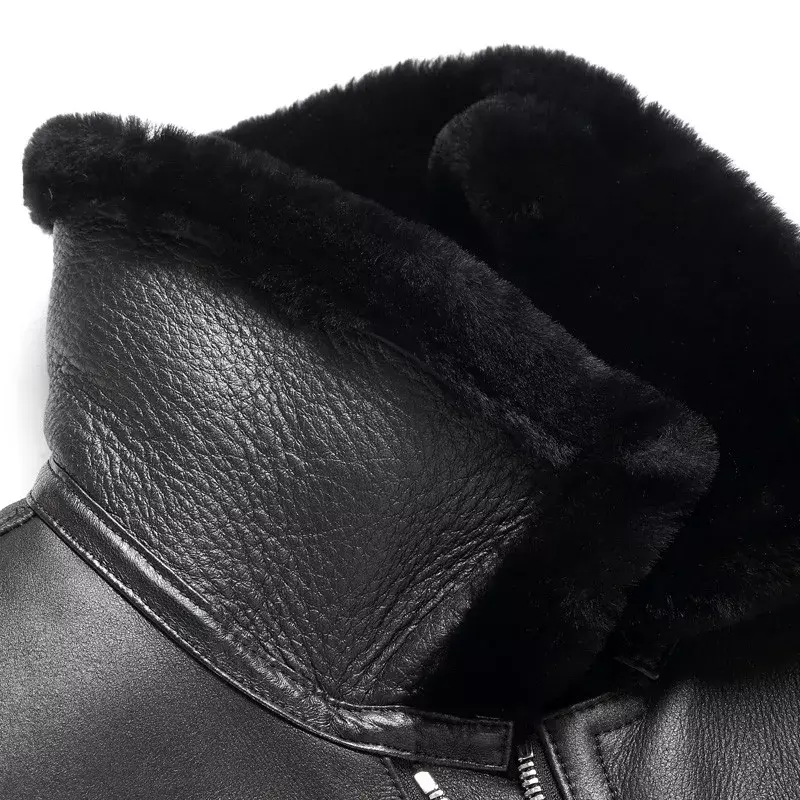 AYUSNUE – manteau en fourrure de mouton naturelle pour homme, veste d'hiver en cuir véritable, modèle SGG