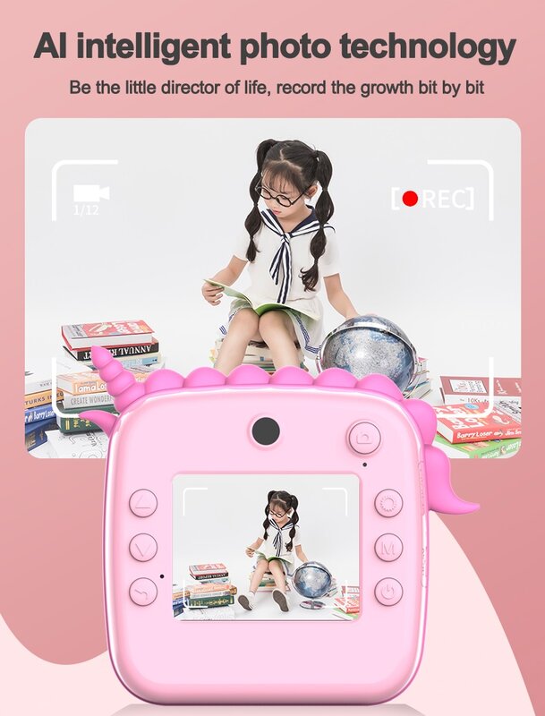 Kids Camera Thermal Printing Instant Print Camera Photography Photo Video Recorder Educational Child Toys Girl Boy Birthday Gift
