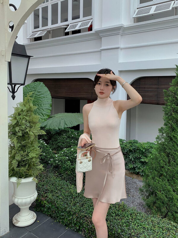 ADAgirl Korean Acetate A-line Skirts Women Y2k Fashion Loose Lace-up High Waist Summer Miniskirt Streetwear Causal Mujer Bottoms