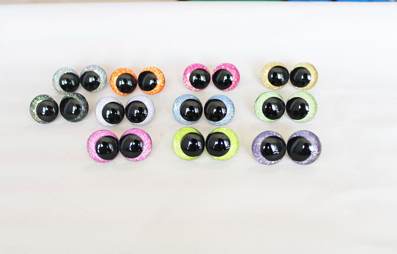 10pcs 14mm 16mm 18mm 23mm 28mm Cartoon Round  glitter toy eyes funny doll eyes With handpress washer FOR  CRAFT---C11