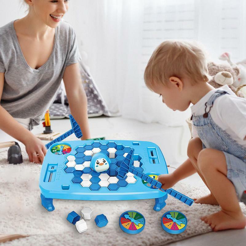 ของเล่นเกมทำลายบล็อคน้ำแข็งสำหรับพ่อแม่-ลูกกับดักเพนกวินแบบโต้ตอบได้หลายคนกระดานสนุกโต๊ะ permainan Teka-teki สำหรับเด็ก