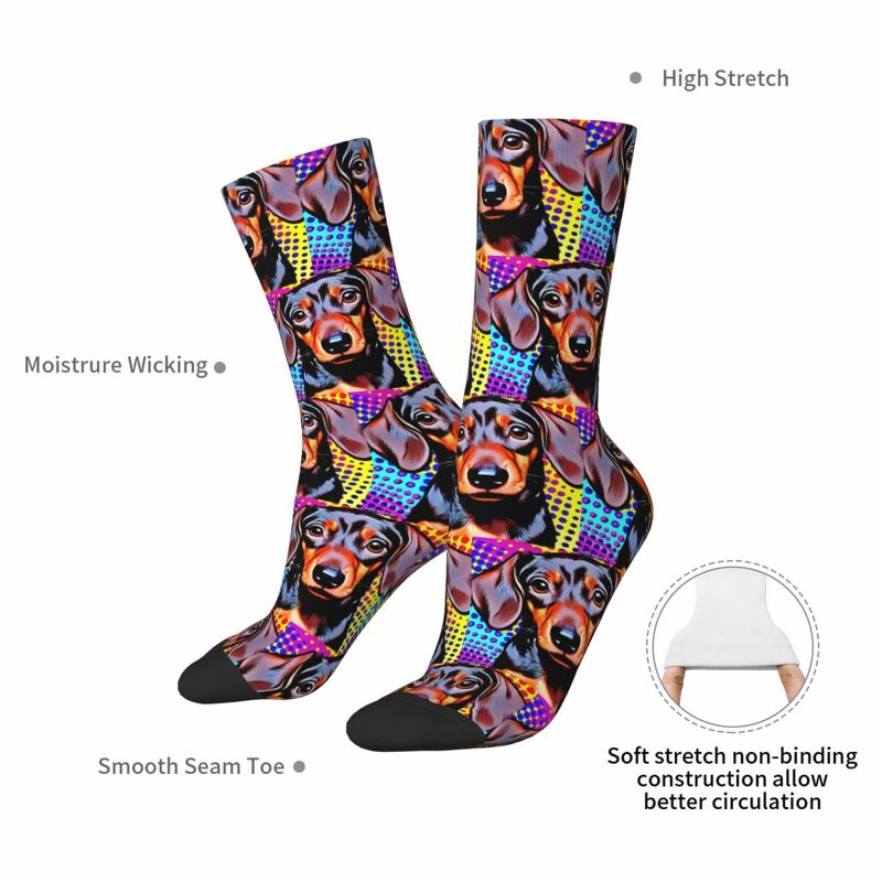 Dachshund Pop Art Socks Harajuku Super Soft Stockings All Season Long Socks Accessories for Unisex Birthday Present