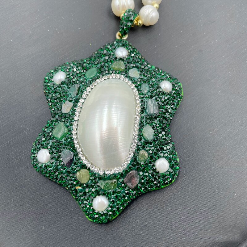 MVN056 collana di perle d'acqua dolce naturali conchiglia di acero Design di stelle marine colore che preserva la catena di perline di moda medievale