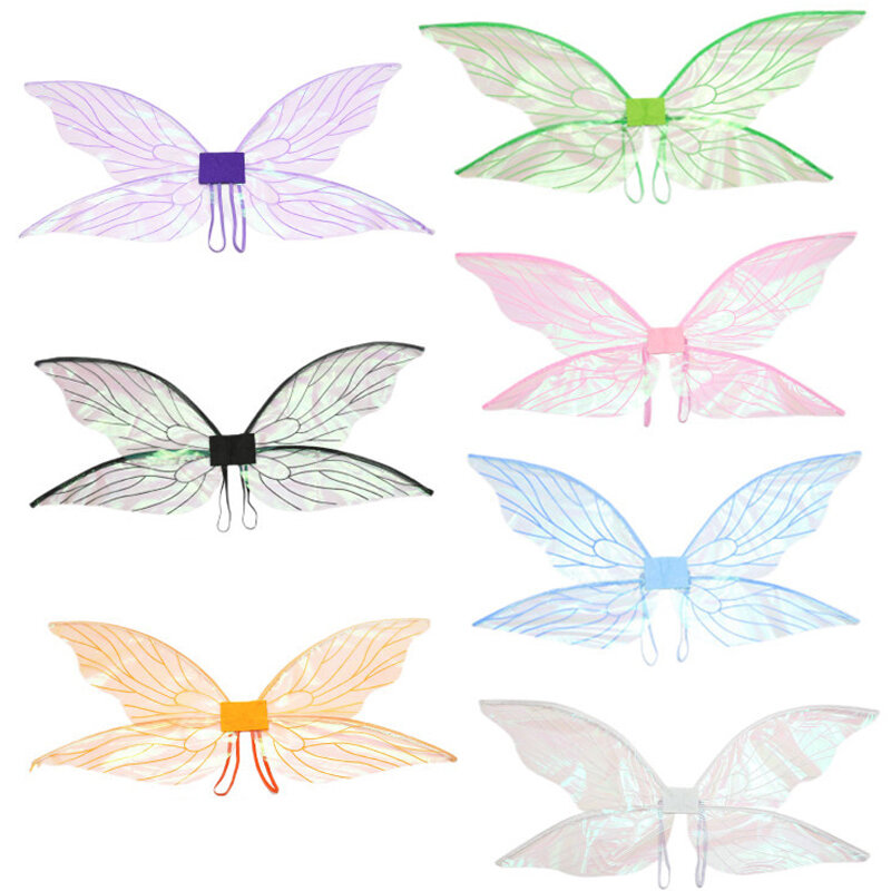 Borboleta asas de fadas fantasiar-se asas de anjo meninas festa de aniversário favor acessórios dos desenhos animados cosplay cicada elf asas princesa vestir