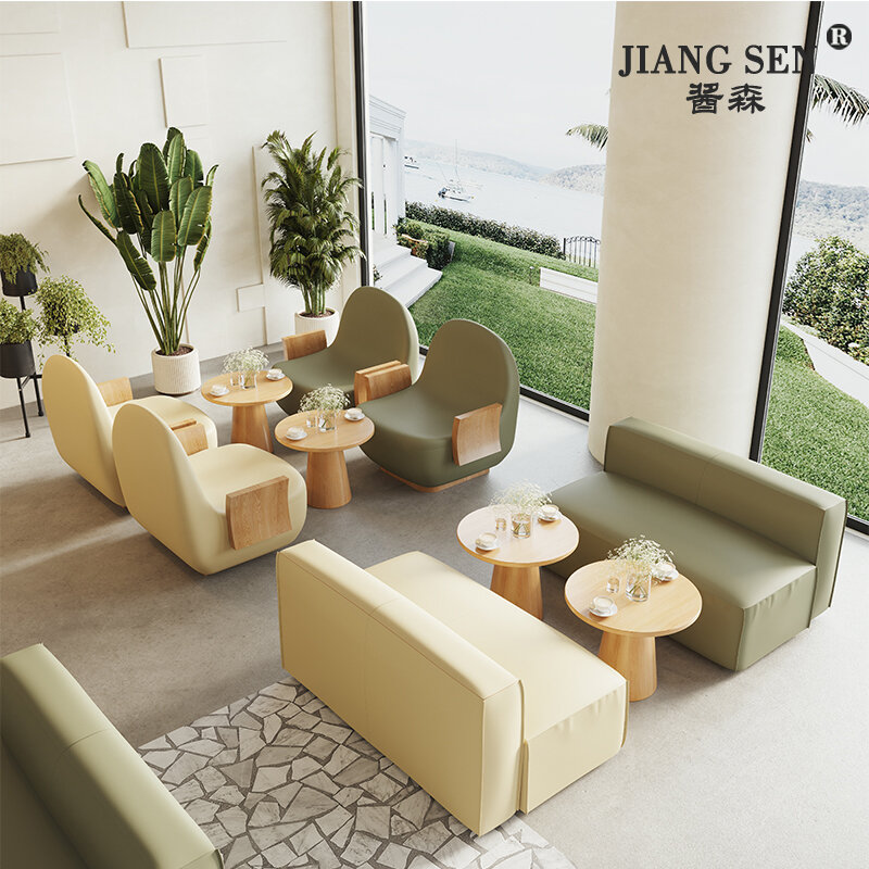 Meja dan kursi kombinasi makanan penutup, sofa santai sederhana untuk bisnis resepsi memanggang kartu kursi