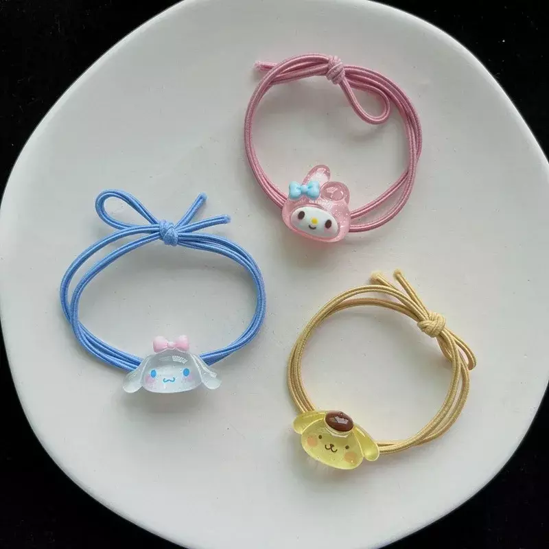 Sanrio-Diadema de goma con dibujos animados para niña, diadema bonita de Hello Kitty, mymelody, Cinnamoroll, kawaii, para estudiante, venta al por mayor