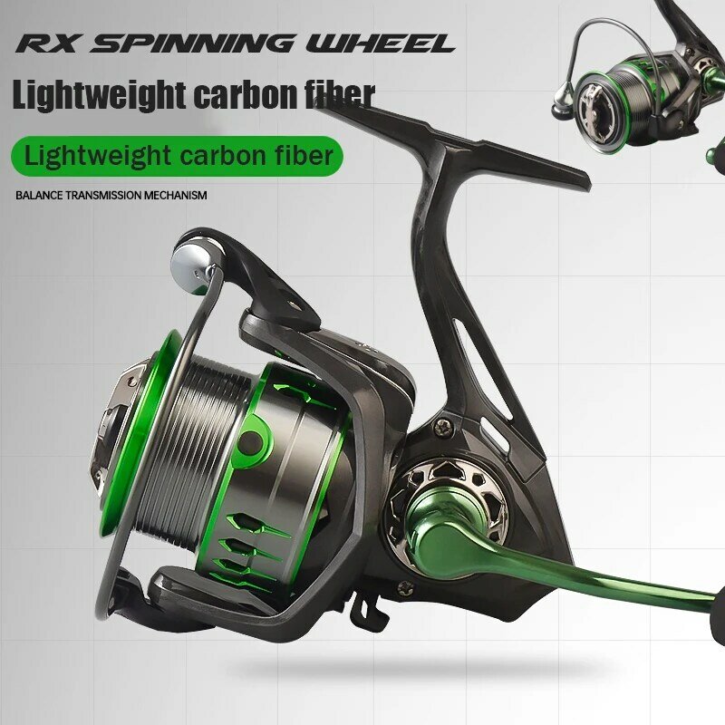 RX1500-4500 Carbon Fiber Spinning Reel  5.2:1 Gear Ratio 5+1 Ball Bearings 10KG Max Drag Carp Fishing Reel for Bass Pike Fishing