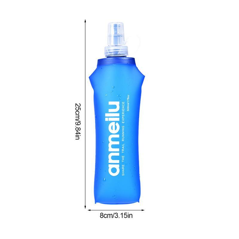 Botol air minum lipat ultra ringan 250/500ml, kantong botol air perlengkapan olahraga luar ruangan, mendaki berlari, botol air labu lembut