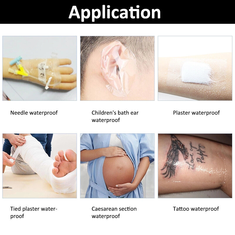 Tattoo Skin Protective Aftercare Film, impermeável Medical PU Film, adesivo de gesso, ferida Dressing, fita de fixação adesivo, 100pcs