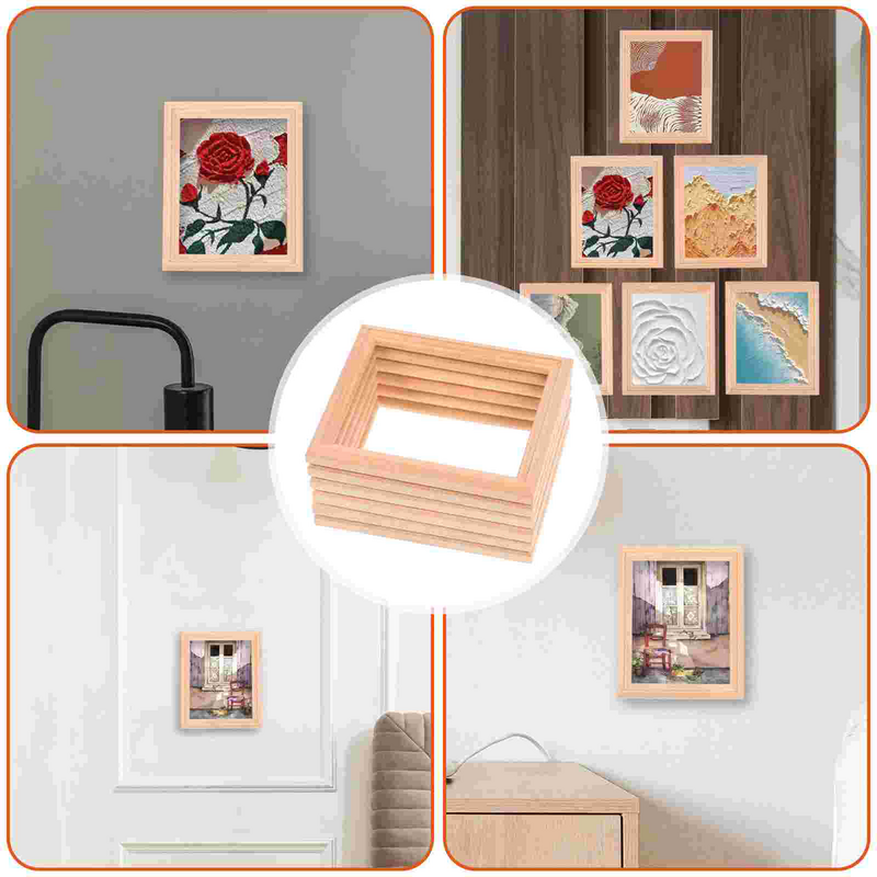 Frame Dollhouse Photo Kids Mini Toy Wooden Mini House Frames Album Accessories Picture Wood Figurines Wall Micro Ornament