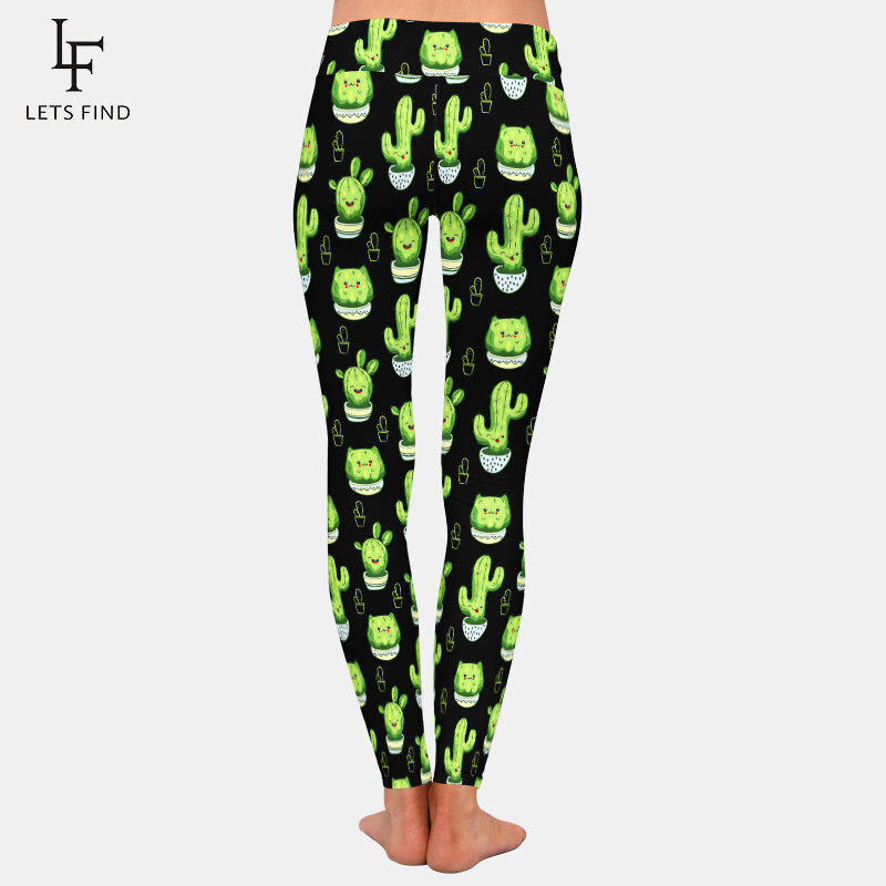 LETSFIND – legging taille haute imprimé Cactus pour femme, legging de Fitness, en Polyester, noir, de haute qualité, pour l'hiver