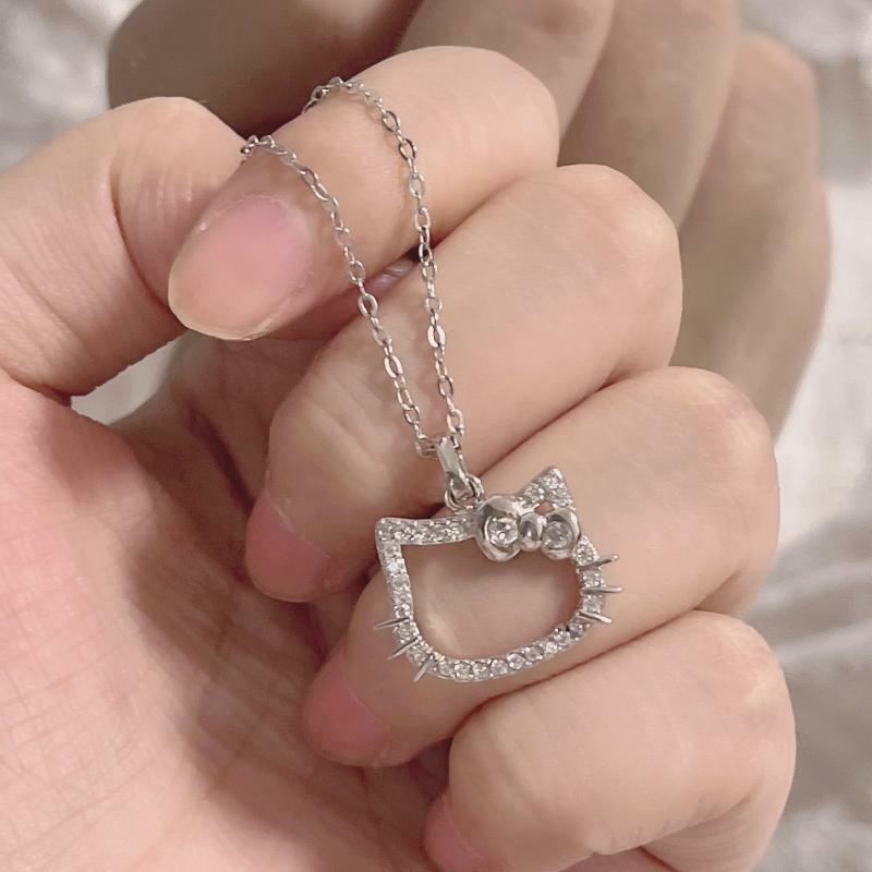 Miniso Hallo Kitty Diamanten Halskette Mode Mädchen Studenten Freundinnen Lockbone Kette Pullover Kette Cartoon Anime Peripherie