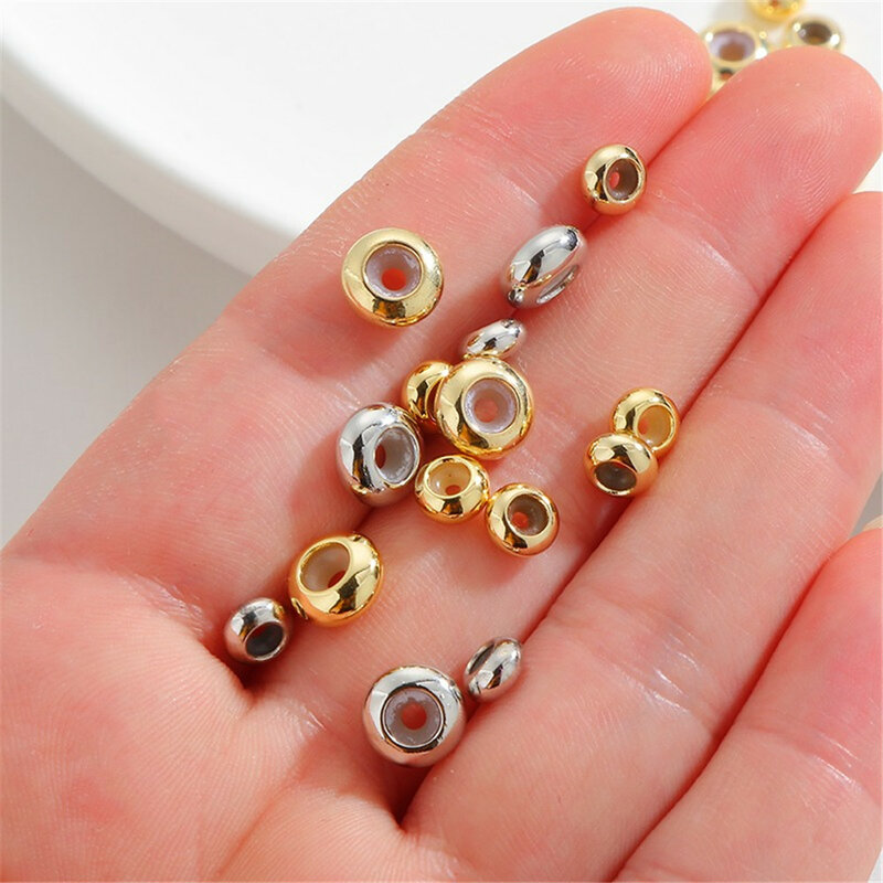14K Gold Wheel Beads Flat Beads Silicone Plugs Positioning Beads Adjustment Beads DIY Bracelets Necklaces Materials Accessories
