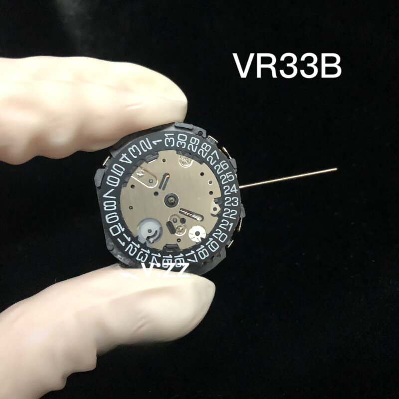 Japoński VR33B VR32B zegarek ruch nowy oryginalny czarny kalendarz data na 3 akcesoria