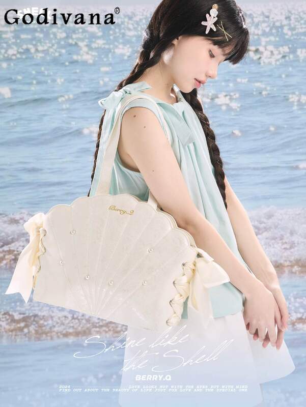 Bolso de mano de cuero Itabag perla de gran capacidad para mujer, bolso de hombro de Color sólido con cordones, concha de axila de nube