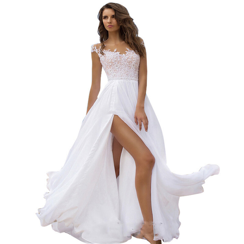 2022 najnowszy Party Dress miękka koronkowa suknia ślubna suknia Sexy aplikacja kwiaty kaplica pociąg satynowa suknia ślubna w stylu Vintage
