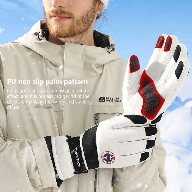 1 Pair Winter Ski Gloves Outdoor Riding Waterproof Non-slip Wear-resistant Touch Screen Warm Gloves