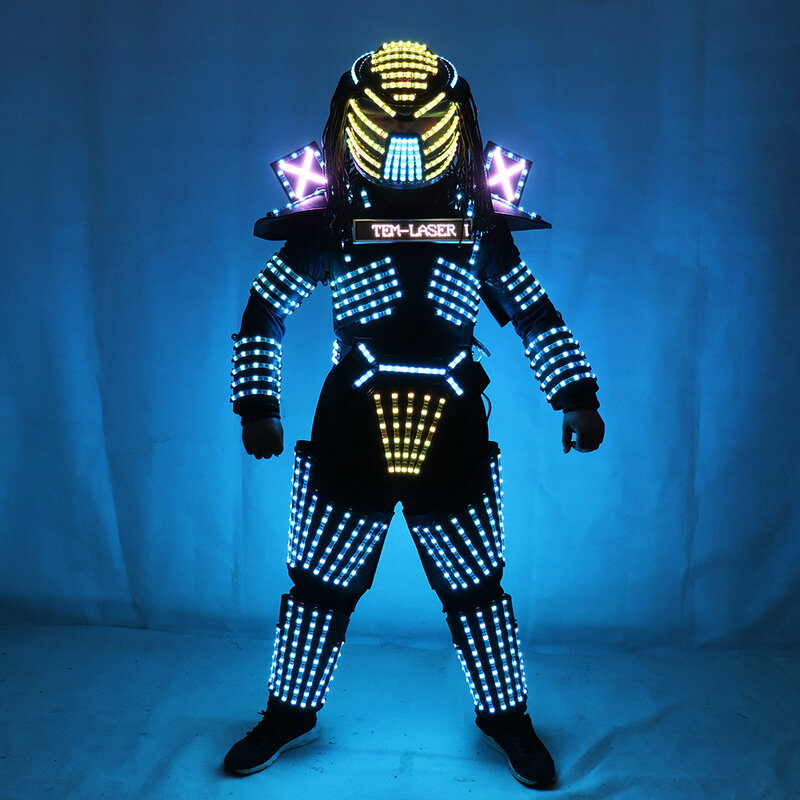 LED หุ่นยนต์ชุดเสื้อผ้าไฟ LED ส่องสว่างเวทีเต้นรำแสดงชุดสำหรับ Night Club