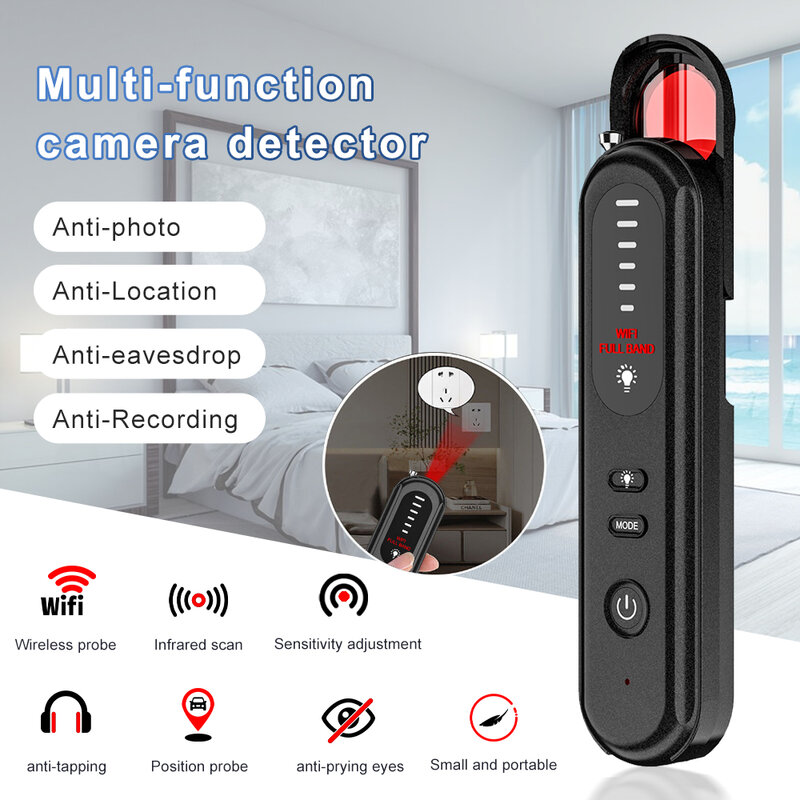 T01 детектор скрытой камеры с сигналом, беспроводной Радиочастотный GPS WiFi трекер, профессиональный детектор, ИК-сканер для отелей, ванных комнат