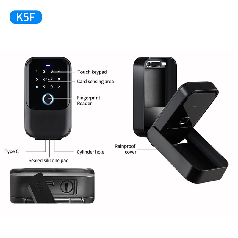 Impermeável Bluetooth Fingerprint Key Cofre, Bloqueio De Armazenamento De Chave, Lock Mounted Box, TTLOCK ou Tuya App Senha