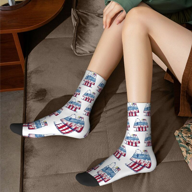 Зимние теплые модные носки унисекс с арахисом, американский деревянный дом, Снупи, поглощающие пот короткие носки