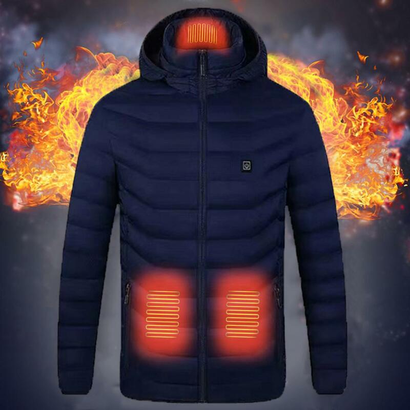 Outdoor Jacket Heating Coat Hooded Jacket with Usb Power Supply 9 Heating Blocks Neck Protection Winter Coat for Women Men