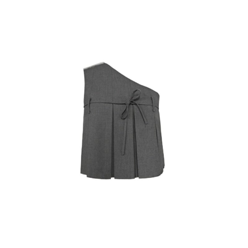 Плиссированная кофта без рукавов, мягкий Асимметричный винтажный Топ серого цвета с изображением фрагментированных островов, в елочку