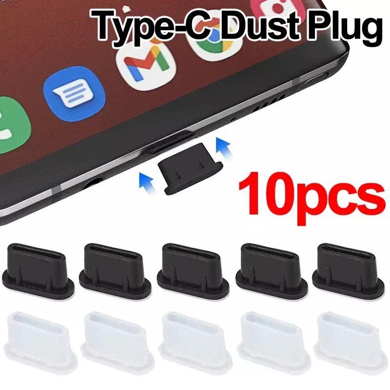 1-10 buah tutup penutup steker anti-debu silikon pelindung Port pengisi daya USB colokan debu tipe-c untuk Samsung Huawei Xiaomi colokan debu