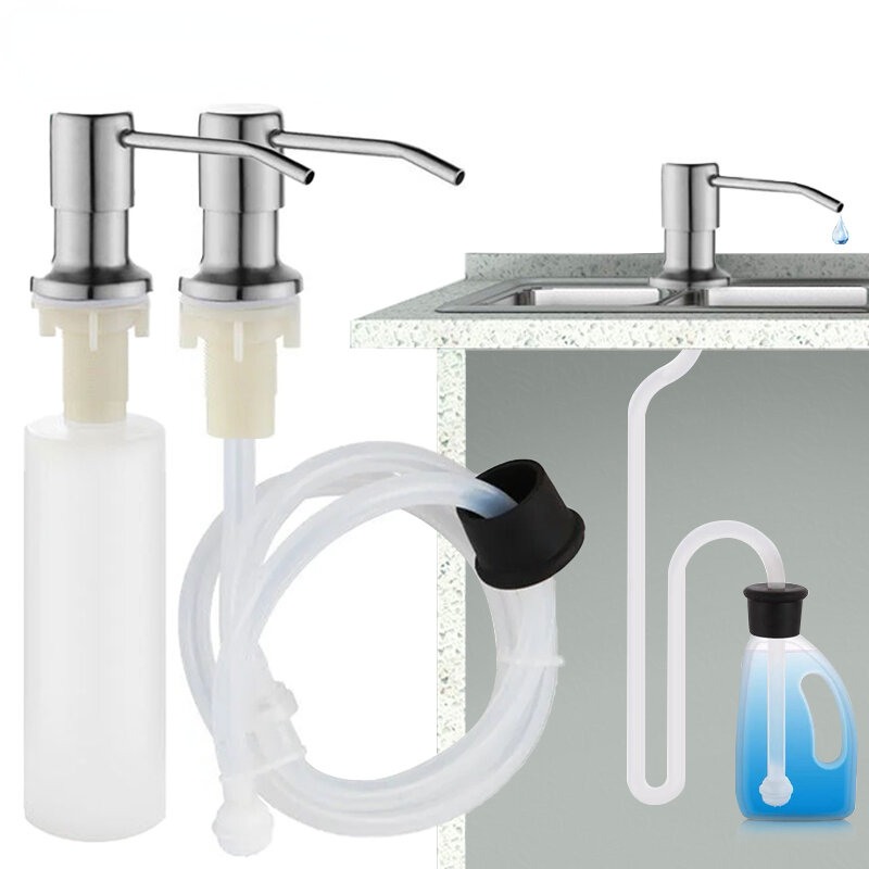 Pia de cozinha Liquid Soap Dispenser Bomba de aço inoxidável 500ML Liquid Soap Garrafa Sink Mount Hand Pressure Soap Dispenser Garrafa