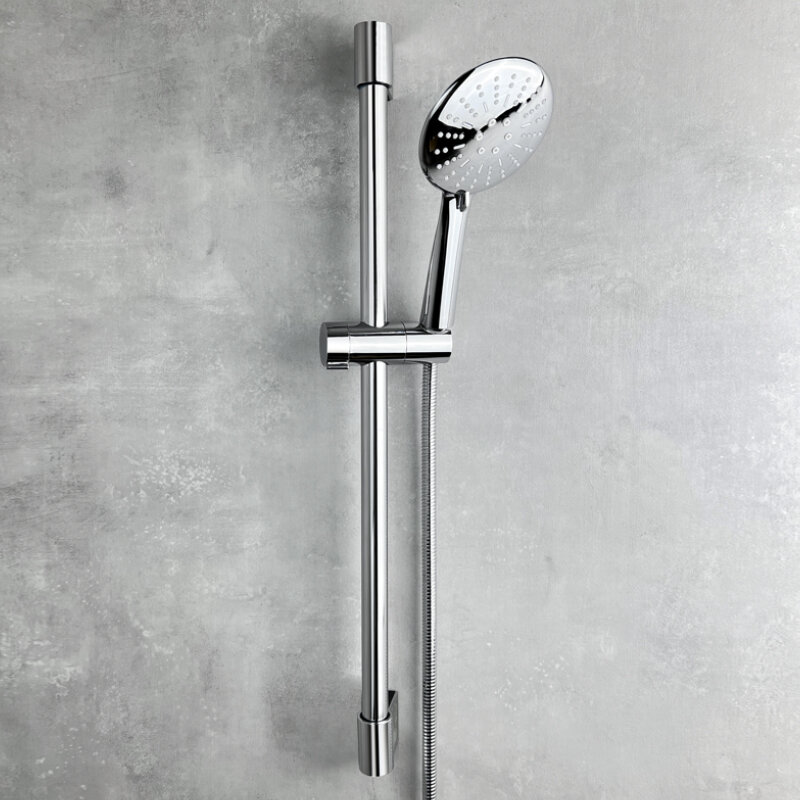 Cabezal de ducha de mano ABS de 3 funciones, juego de rociador de lluvia de alta presión, barra deslizante de montaje en pared con gancho y soporte, color negro