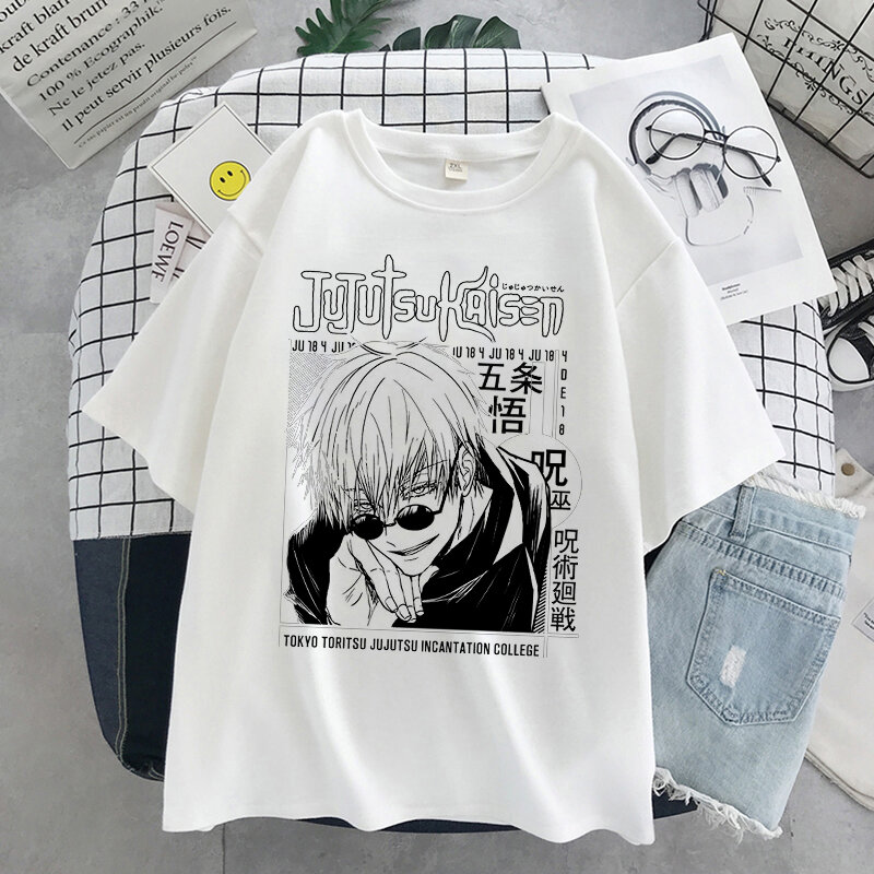 2022 футболка с японским аниме женская футболка Jiu-Jitsu Kaisen футболка унисекс Топ графика Y2k крутая футболка унисекс