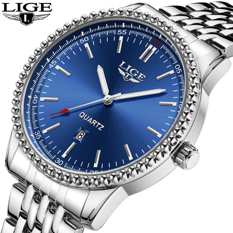 Lige-メンズ防水ビジネスクォーツ時計,腕時計,トップブランド,高級,カジュアル,スポーツ,照明,新しいファッション
