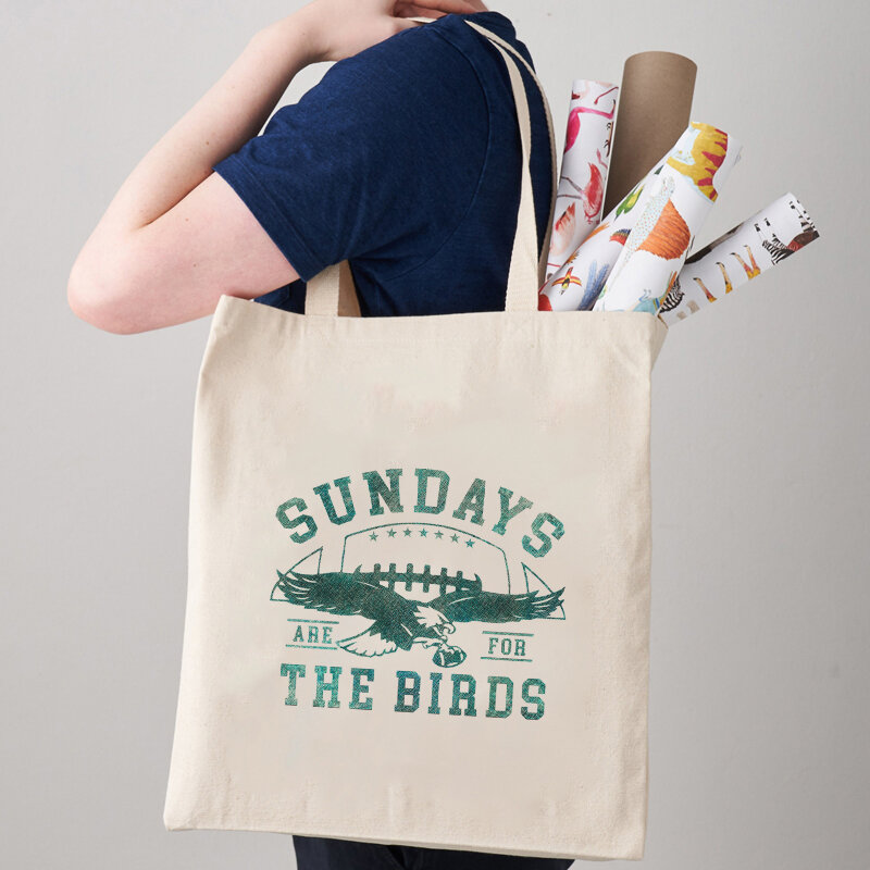 Sundays The Birds 프린트 캔버스 토트백, 친환경 여성 핸드백, 여행 보관 클러치, 수하물 정리함, 휴대용 선물