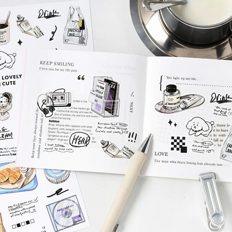 Mohamm 2 Lakens Eenvoudige Snacks Drankjes Stickers Voor Dagboek Scrapbook Planners Diy Creatieve Decoratieve Supplies