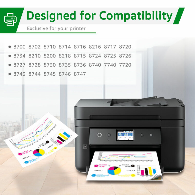 Ink Compatível com HP Office Jet Pro, 4PK 952XL, 952 XL, 8715, 8716, 8720, 8725, 8702
