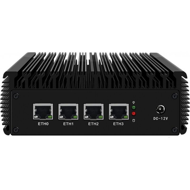 Alat Firewall PC Mini 2.5GbE, Intel Celeron J4125 Quad Core 4xIntel I225-V LAN VPN Fanless Firewall Router PC AES-NI 8GB RA