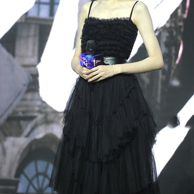Summer French Suspender Dress Tube Top Fluffy Mesh Skirt Dress Little Black Dress Annual Party Women's New Style
