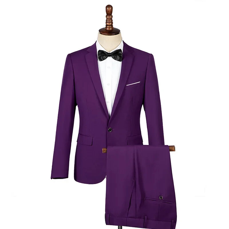 Costume formel d'affaires violet pour hommes, veste de robe de mariage pour hommes, grande taille