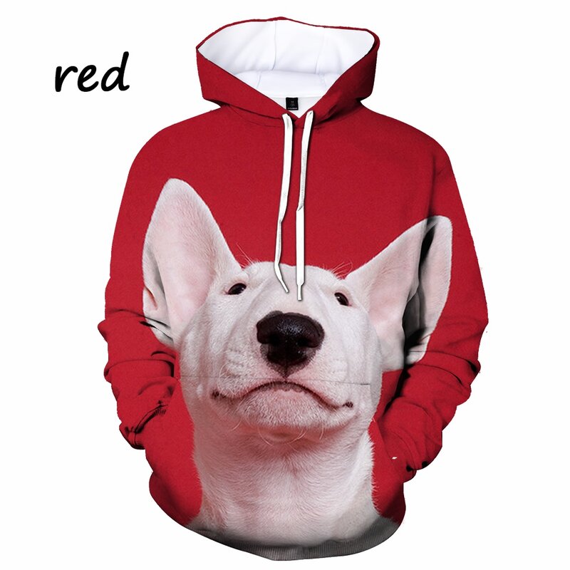 O mais recente bull terrier 3d-printed hoodie animal cão camisola de manga comprida outono jumper superior oversiezd
