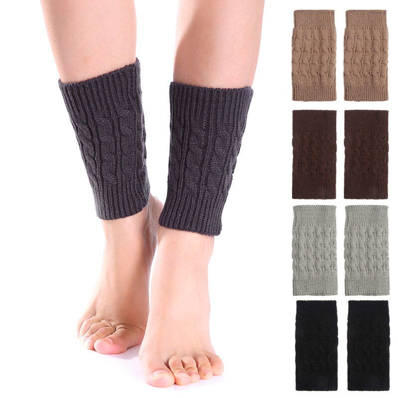 Protetores de joelho de lã para mulheres, aquecedores de perna, monocromáticos, à prova de água, inverno