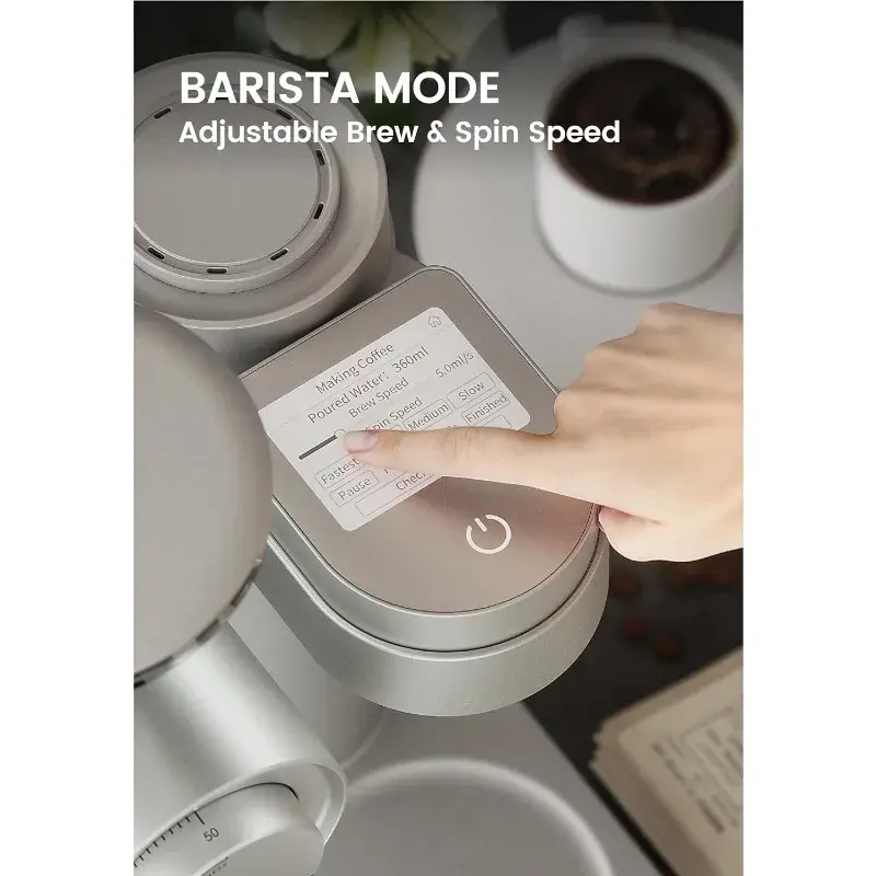 Mesin kopi Barista profesional Gevi, Mesin kopi | Smart Pour-over Drip | Kecepatan Brew & Spin yang dapat diprogram | 51 pengaturan penggiling langkah | Resep kustom