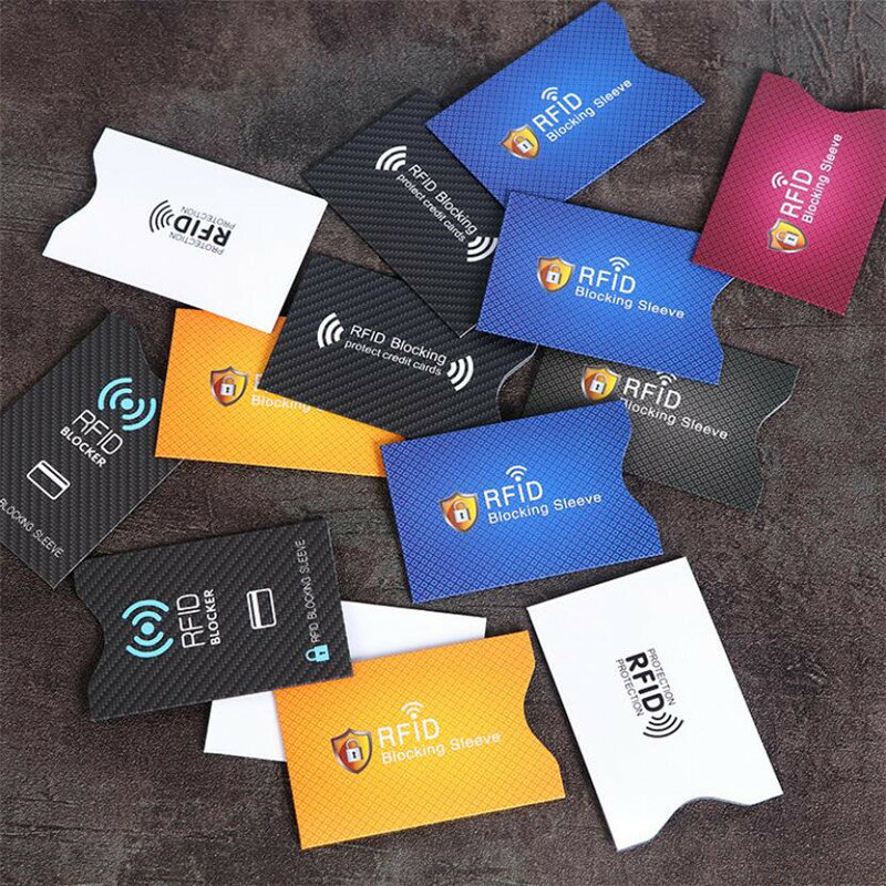 เคสป้องกันการโจรกรรมแฟชั่น5ชิ้นสำหรับเครื่องบัตรธนบัตรป้องกันบัตรเครดิต RFID กระเป๋าใส่บัตรปิดกั้นซองใส่บัตร