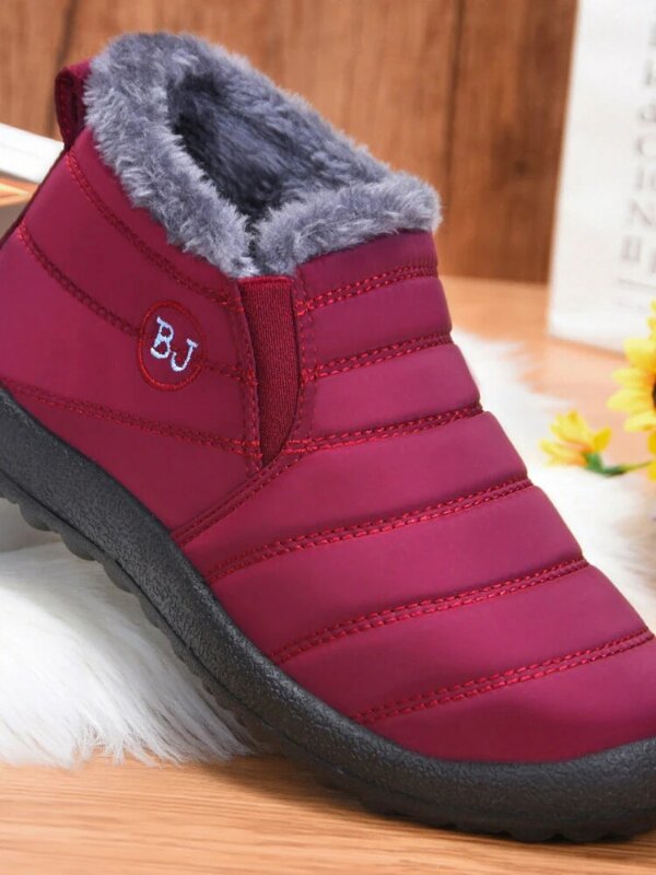 Sepatu bot katun untuk pria, sepatu bot pendek bulu lembut hangat pria, sepatu sneaker pria kasual musim dingin
