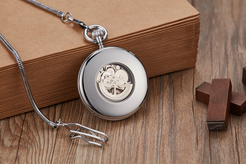 Gold/Silver Roman Numerals Display Open Face Automatic Mechanical  Pocket Watch Retro Luxury Men Women Pocket Pendant Clock