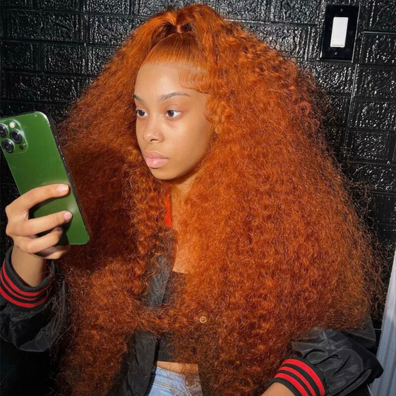 13x4 30Inch Deep Wave Frontal Wig 13x6 HD Lace Front Human Hair Wig Orange Ginger Lace Front Wig Curly Human Hair Wigs For Women