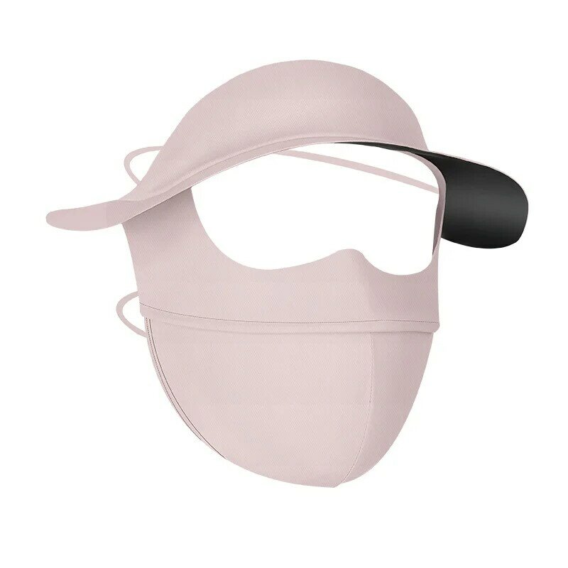 Ice Silk Sunscreen Mask Full Face Black Glue Brim Summer Sun UV Protection Mouth Mask