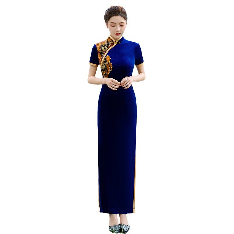 Plus Size 5XL Qipao Vintage Women Cheongsam Chinese Style Traditional Evening Party Dress Elegant Velour Vestidos Female Qipaos