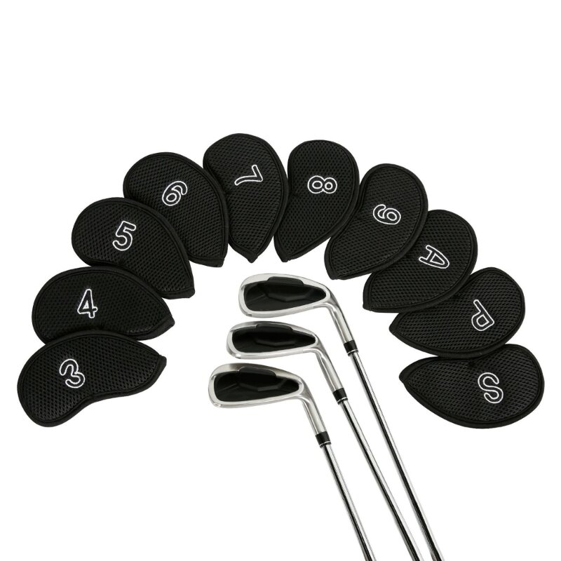 10Pcs Mesh Golf Iron Head Cover Golf Club Headcover with Number Fit Most Brand