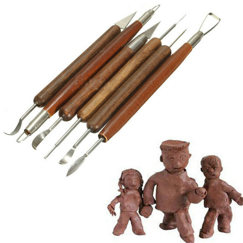 6pcs Clay Sculpting Wax Carving Pottery DIY Tools Shapers Polymer Modeling Gift