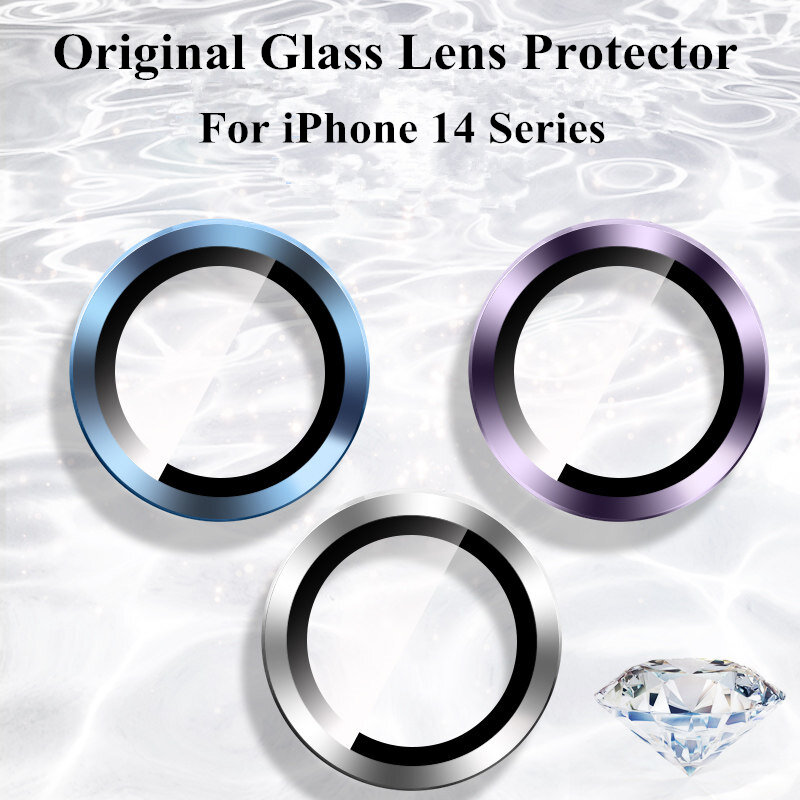 Anillo de Metal para lente de cámara, Protector de pantalla para iPhone 15 Pro Max, 14 ProMax, 12, 13, MINI lente trasera, vidrio templado Protector